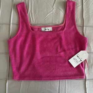 Anthropologie Pink Cropped Fitted Tank Top